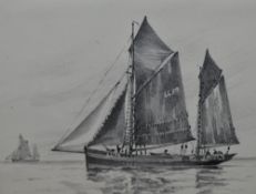 Samuel John Milton Brown (1873-1965, British), pencil on paper, Two maritime sketches, signed to the