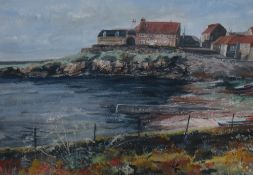 After Mick Oxley (20th Century, British), coloured print, 'Craster Harbour, Autumnal',