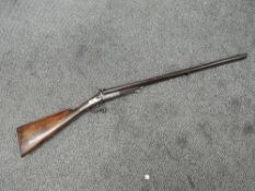 A Pin Fire double barrel Sporting Gun, Damascus barrels, decorated plate and trigger guards, workin