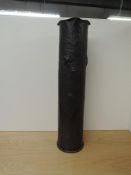 A Trench Art very large Shell Case having Art Nouveau decoration, Roses on Vines, marked REIMS,