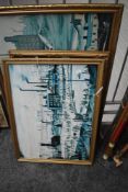 After L S Lowry (British 1887-1976) a coloured print depicting mill scene, framed 80 x 62 cm sold