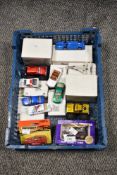 A selection of various model cars, mainly matchbox but including lledo Bluebird