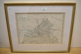 After Edward Weller FRGS (1819-1884) A map of Cumberland and Westmorland North sheet framed, mounted
