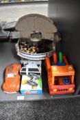 A 2001 Hasbro Millennium Falcon plastic model with 2001 and 2007 LFL Figures, 1996 LFL Star Wars