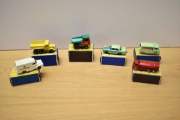 Six 1961-65 Matchbox Lesney die-casts, No 2 Muir Hill Dumper, No 6 Euclid Quarry Truck, No 11 Petrol