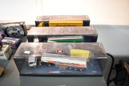 Three Corgi 1:50 scale die-casts, Modern Trucks series, Esso, BP and Richards & Sons, all in plastic