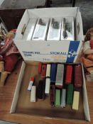 Two boxes of modern die-casts and model Trains on plinths including Corgi Buses