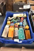 A collection of Dinky playworn die-casts including Tankers, Construction, Land Rovers etc