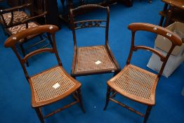Three (two plus one) cane seated chairs of 19th Century design