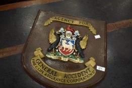 A vintage plastic advertising/insurance sign, General Accident