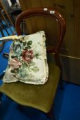 A Victorian mahogany balloon back chair with green dralon uphosltery
