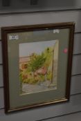 After Arthur Elliot (contemporary) polychrome Mediterranean fishing scene print, within a stepped