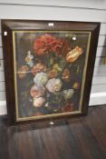 After Jan Davidsz de Heem, a modern coloured reproduction print, still life study of a floral