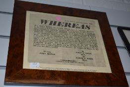 *local Interest - facsimile submission poster published and displayed by a petty criminal at his own