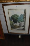 A 20th Century local village scene watercolour, mounted framed and glazed, 67cm x 49cm, slipped