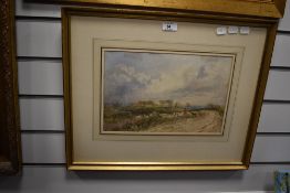 Attributed to Claude Hayes (1852-1922, British), watercolour, 'Landscape with sheep grazing', signed