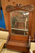 A Victorian wall hall mirror , width trinket storage under shelf, approx height 68cm