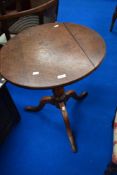 A 19th Century oak pedestal table having turned column , diameter approx 60cm