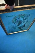 A decorative advertising style wall mirror, Edwards Harlene Hair Tonic, with shabby gilt frane,