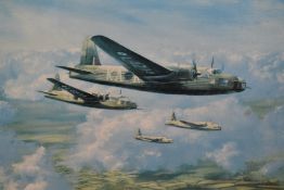 After Norman Hoad (1923-2014, British), coloured print, 'Wellingtons Setting Course', of WW2