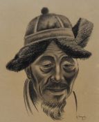 G.Douglas (20th Century), charcoal, A portrait of an elderly gentleman, signed to the lower right,