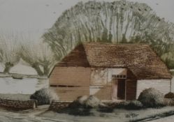 Michael Chaplin (b.1943, British), aquatint, 'Barn at Headcorn', signed to the lower right,