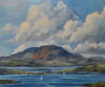 20th Century British School, oil on canvas, 'Sailing Roaring Water', signed indistinctly to the