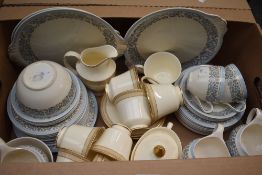 A selection of vintage Meakin table ware, having blue swirled floral pattern with gilt heightening