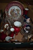 A small quantity of Limoges items in pink including a cabinet plate, small vases and small jugs, a