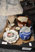 A large Royal Doulton 'Old Charley' character jug and two miniature character jugs - Sam Weller
