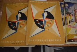 Two 1951 Festival of Britain, Battersea Park Pleasure Gardens Guides along with two 1951 Festival of