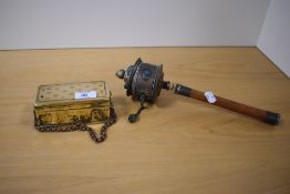 An antique brass Betel nut box (lutuan) with compartmented interior, measuring 13cm long, and a