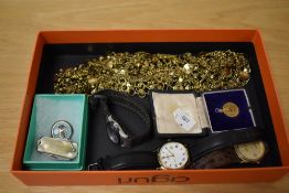 A selection of items, including vintage pen knife, silver pendant with shamrock to centre, three