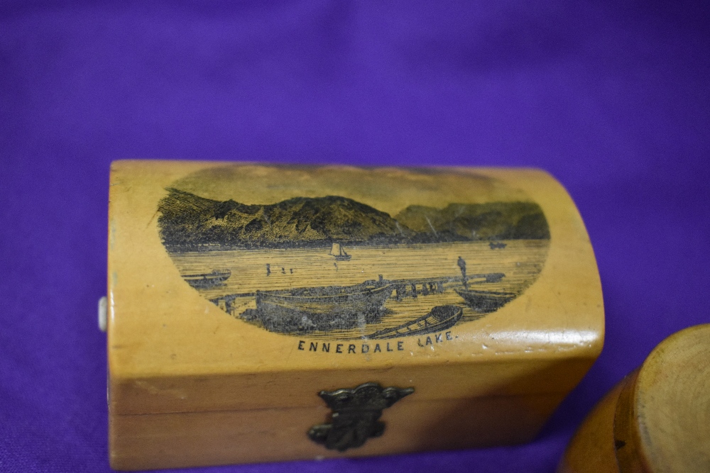 Five items of Mauchline ware, to include circa 1890 Westminster Abbey needle case, circa 1870 - Image 5 of 8