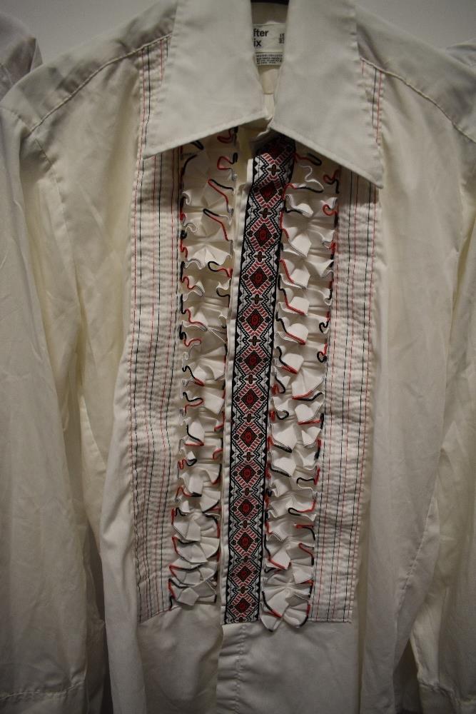 Three vintage gents dress shirts, including red and black ruffle fronted After Six shirt. - Image 2 of 5