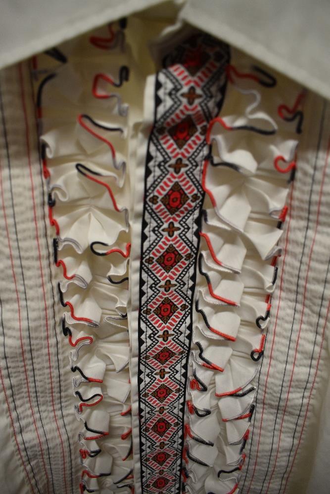 Three vintage gents dress shirts, including red and black ruffle fronted After Six shirt. - Image 5 of 5