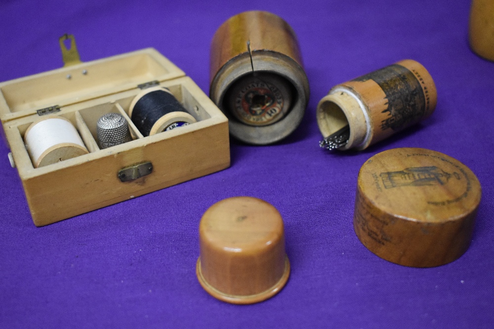 Five items of Mauchline ware, to include circa 1890 Westminster Abbey needle case, circa 1870 - Image 7 of 8