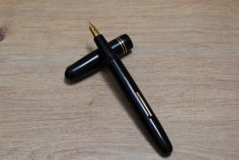 A Mabie Todd & Co Swan 3260 self filler lever fill fountain pen in black with two narrow bands to