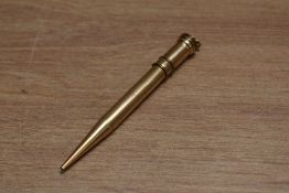 A Parker Duofold Vest Pocket propelling pencil in gold fill and ring top