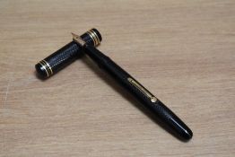 A De La Rue Onoto the Pen lever fill fountain pen in black with engine turned design with one