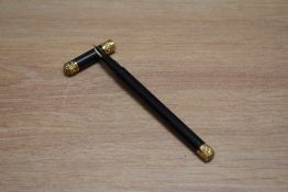 A Mabie Todd The Swan Pen eyedropper fountain pen in chaised black hard rubber with three yellow