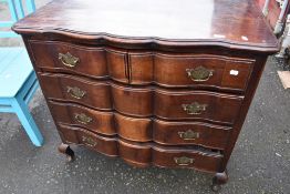 A 19th Century continental style mahogany chest of two over three drawers , on Queen Anne style