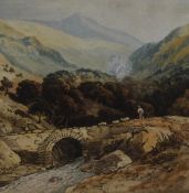 20th Century School, coloured print, An attractive landscape depicting a stone arched bridge