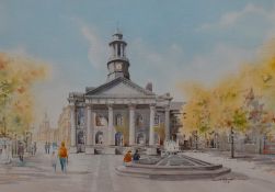 *Local Interest - Mario Ottonello (1929-2012, Italian), watercolour, Lancaster's old Town Hall,
