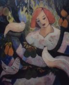 After Jeanette Lassen (1924-2008, British), coloured print, 'The Eternal Triangle', signed in pencil