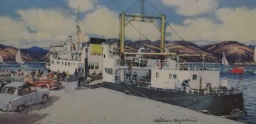 20th Century, coloured print, A Furness Railway poster depicting Coniston Lake, framed and under
