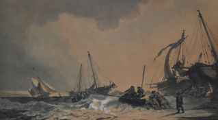 After Philip James de Loutherbourg RA (1740–1812), coloured prints, Two maritime illustrations - '
