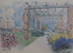 After M.Marten (20th Century), coloured print, 'Incantesimo', An Italianate garden scene, signed
