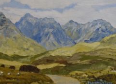 M. Gildea-Evans (20th Century, Irish), oil on board, An Irish landscape possibly the Mourne