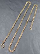 A yellow metal rope chain, approx 12.9g and 52cm
